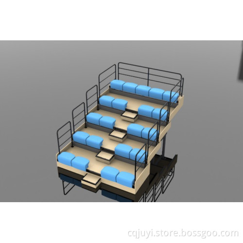 JY-705 CE steel tribune retractable seating system wooden gym bench